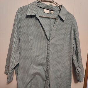 Riders easy care VGC 1X pin-stripe arm pit to pit 24 3/4 inch